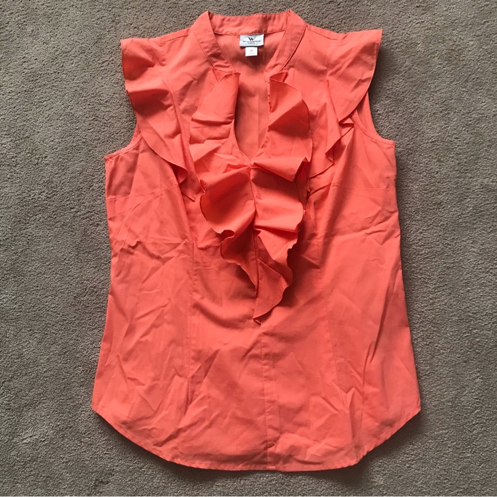 🌻 Worthington peach ruffle tank blouse medium
